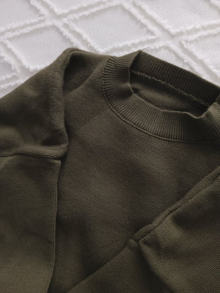 Düğmeli Haki Boğazlı Kadın Kazak - Görsel 2