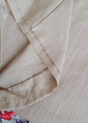 l Beden camel Renk Bej Kadın Keten Salaş Midi Pantolon