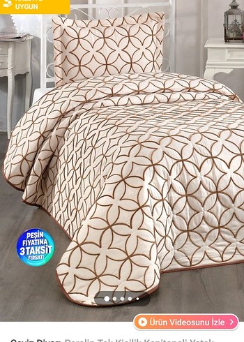 Bej Parlak Düz Desen Yatak Örtüsü - Görsel 3