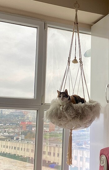 El yapımı makrome kedi hamağı - Görsel 5