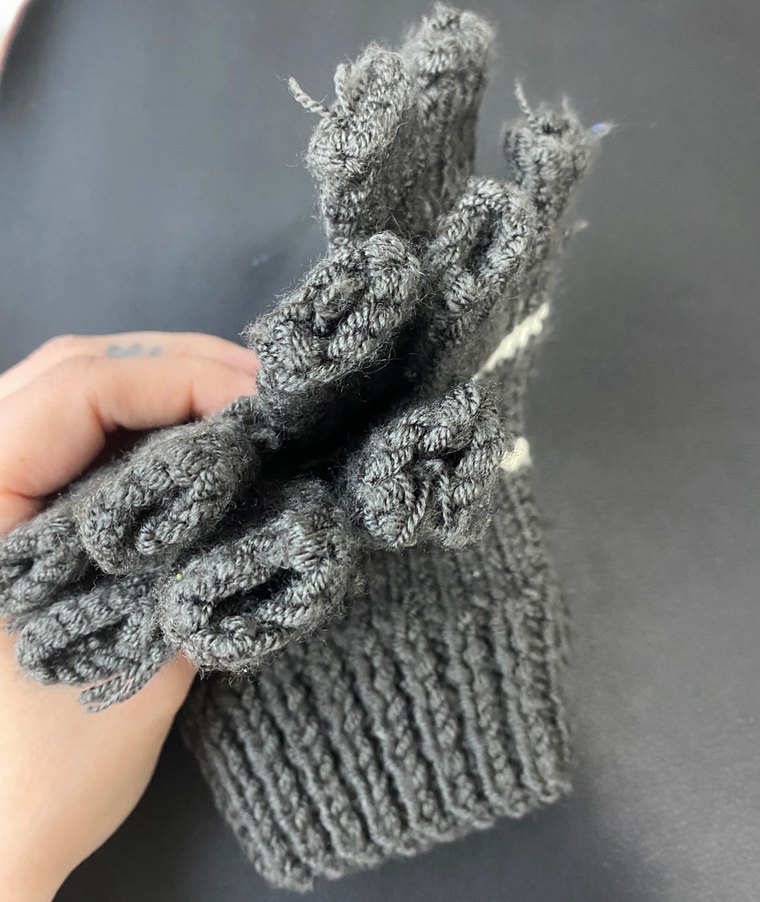 Gri El Örgüsü Unisex Eldiven - Görsel 2