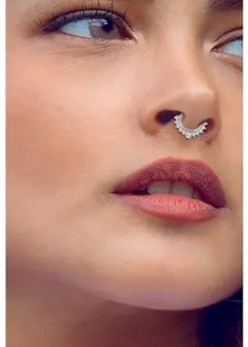 Parlak Taşlı Kadın Sahte burun Piercing - Görsel 3