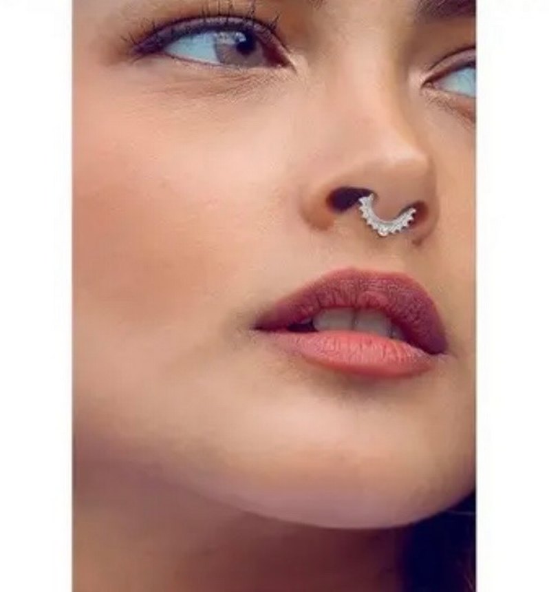 Parlak Taşlı Kadın Sahte burun Piercing - Görsel 3