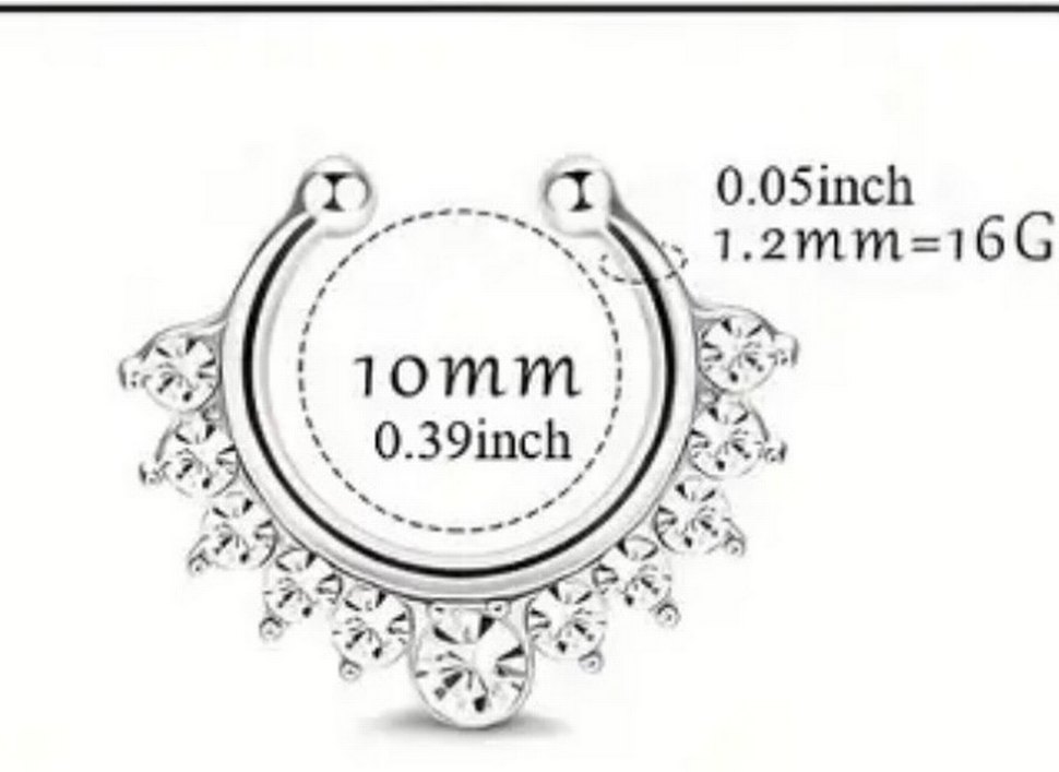 Parlak Taşlı Kadın Sahte burun Piercing - Görsel 2
