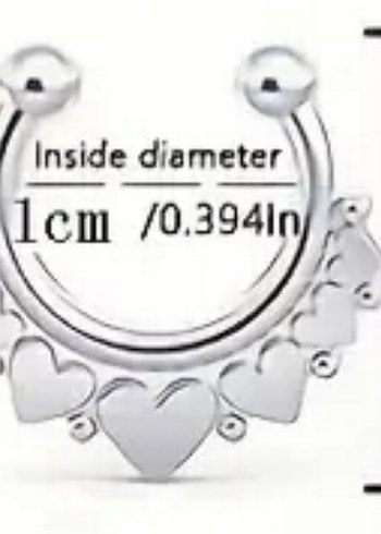 Gümüş rengi Kalpli Kadın Sahte Burun piercing - Görsel 2