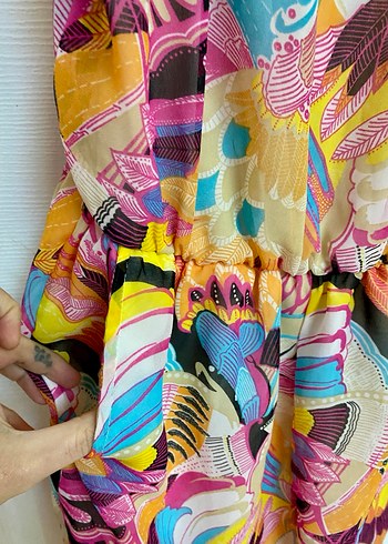 H&M Kadın Çok Renkli Uzun Piliseli Tulum - Görsel 4