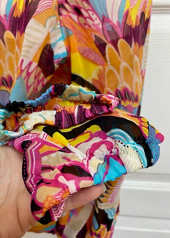 H&M Kadın Çok Renkli Uzun Piliseli Tulum - Görsel 7