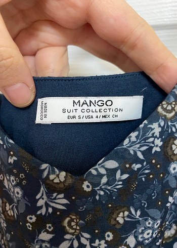 Mango Lacivert Çiçek Desenli Askılı Kadın şort Tulum - Görsel 3