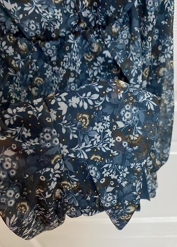 Mango Lacivert Çiçek Desenli Askılı Kadın şort Tulum - Görsel 6