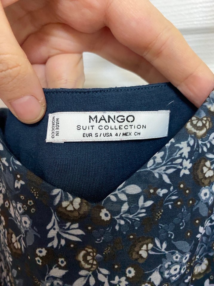 Mango Lacivert Çiçek Desenli Askılı Kadın şort Tulum - Görsel 3
