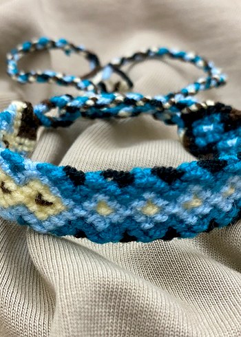 El örgüsü Etnik Mavi Bohem Bileklik - Görsel 3