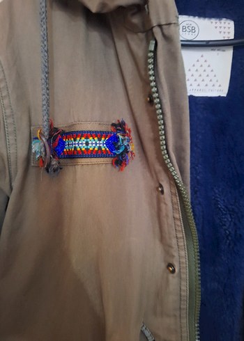 Düğmeli Kapüşonlu Kadın mont S-M beden için uygundur - Görsel 3