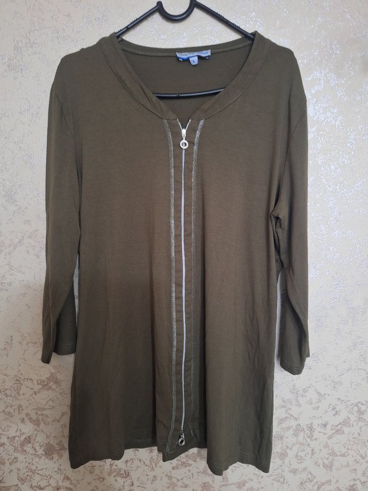 V Yaka Fermuarlı Bej  Hırka - Görsel 2