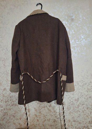 Kahverengi Kadın Yün Uzun Ceket - Görsel 4