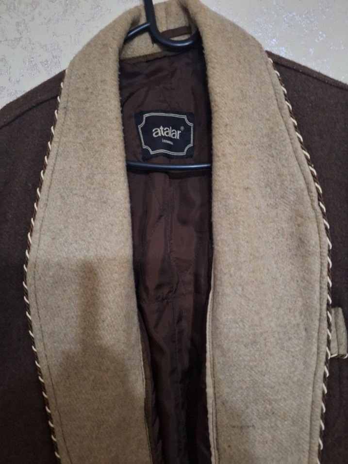 Kahverengi Kadın Yün Uzun Ceket - Görsel 2