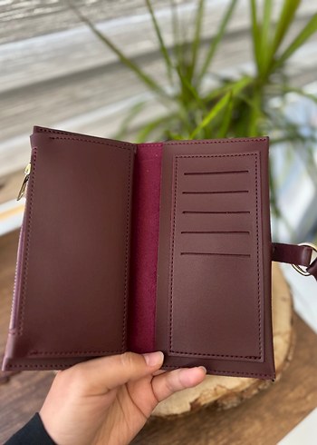 Diğer Bordo suni Deri Kemerli Kadın Cüzdan