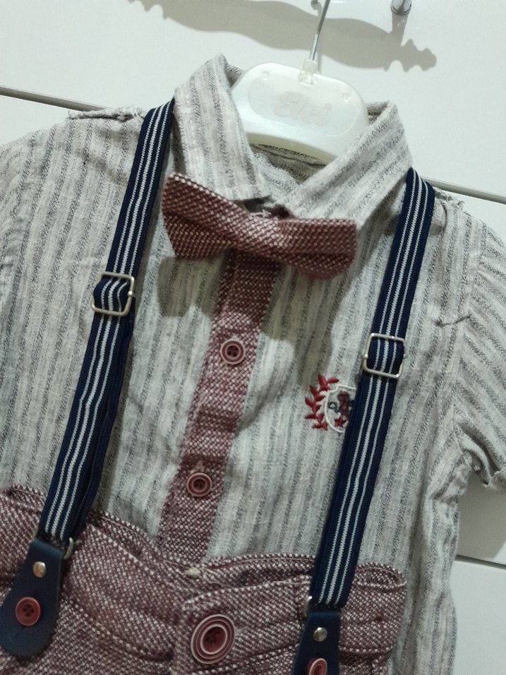 Askılı papyonlu Bebek Erkek Takım - Görsel 3