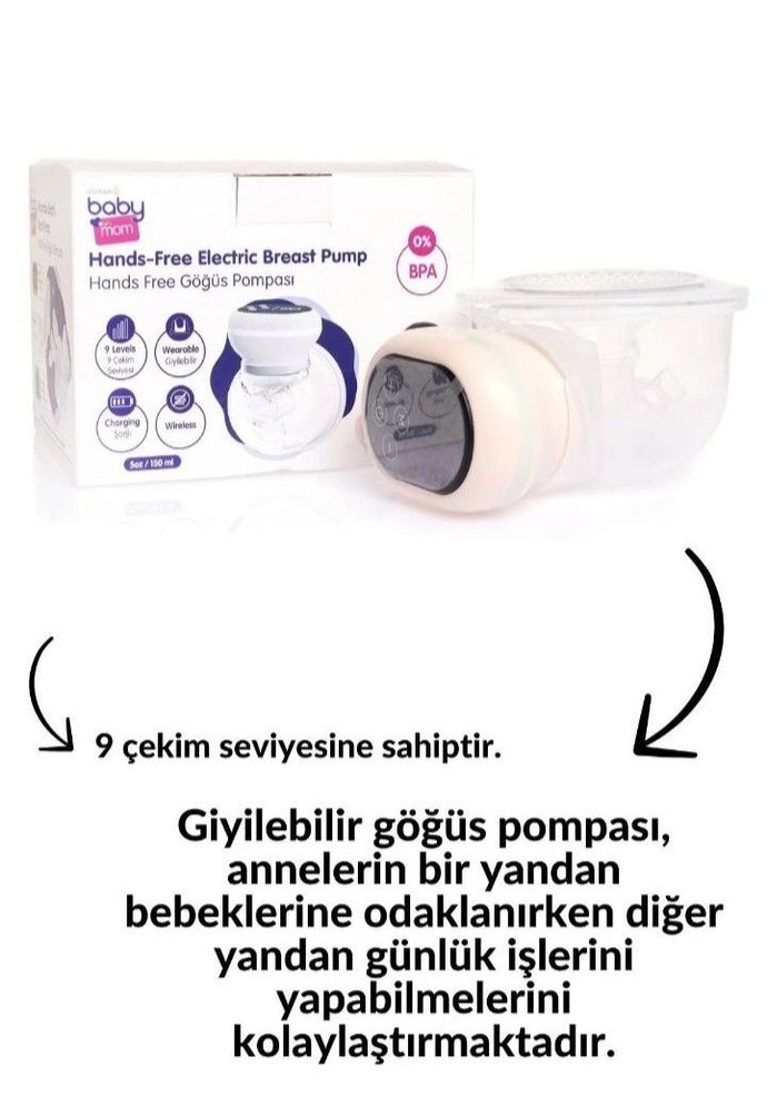 Beyaz Elektronik eller serbest Göğüs Pompası - Görsel 2