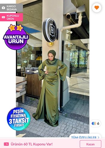 Kadın Haki Uzun Drapeli Abiye Elbise