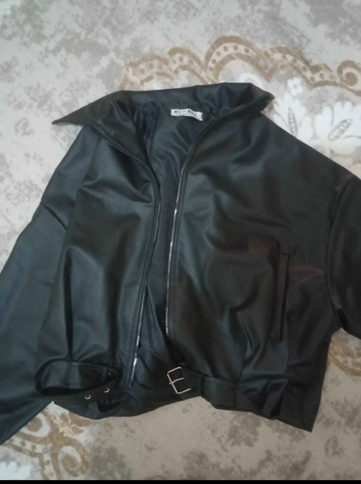 Beli Kemerli Siyah Deri Kadın Ceket - Görsel 3