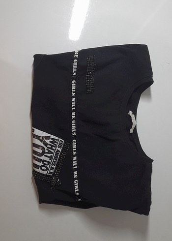 Siyah Baskılı Cool Kız Tişörtü, Kısa Kollu - Görsel 3