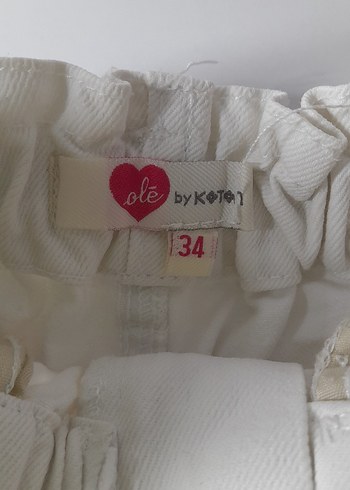 Beyaz Kadın Kota Mini Şort - Görsel 4