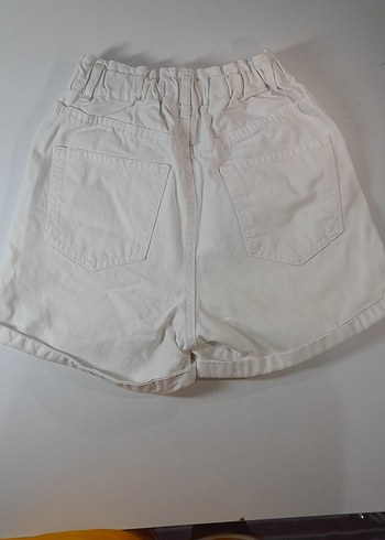 Beyaz Kadın Kota Mini Şort - Görsel 2