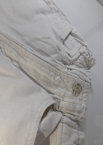 Beyaz Kadın Kota Mini Şort - Görsel 3