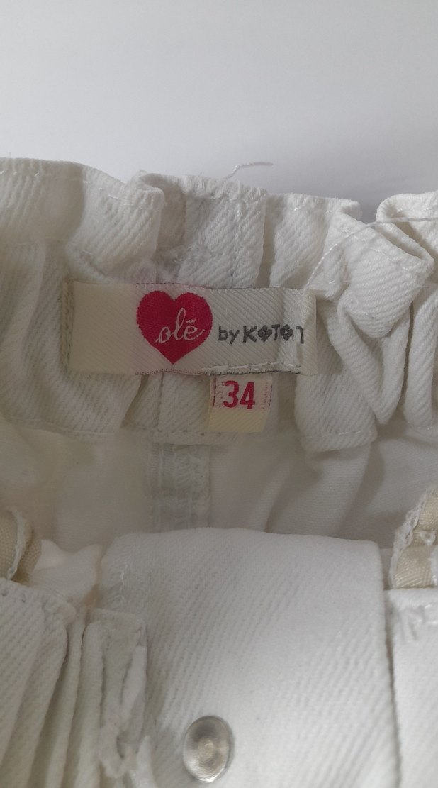 Beyaz Kadın Kota Mini Şort - Görsel 4