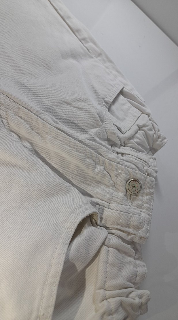 Beyaz Kadın Kota Mini Şort - Görsel 3