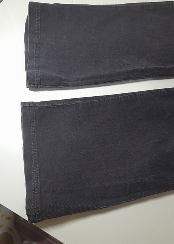 Düğmeli Koyu Gri, siyahımsı Kadın kadife Pantolon - Görsel 4