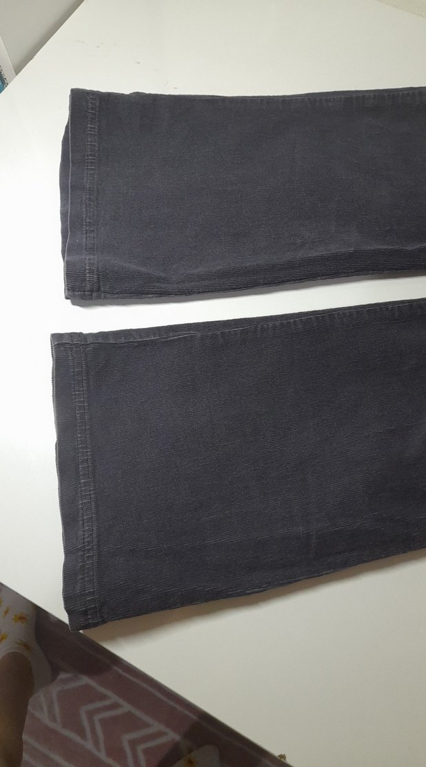 Düğmeli Koyu Gri, siyahımsı Kadın kadife Pantolon - Görsel 4