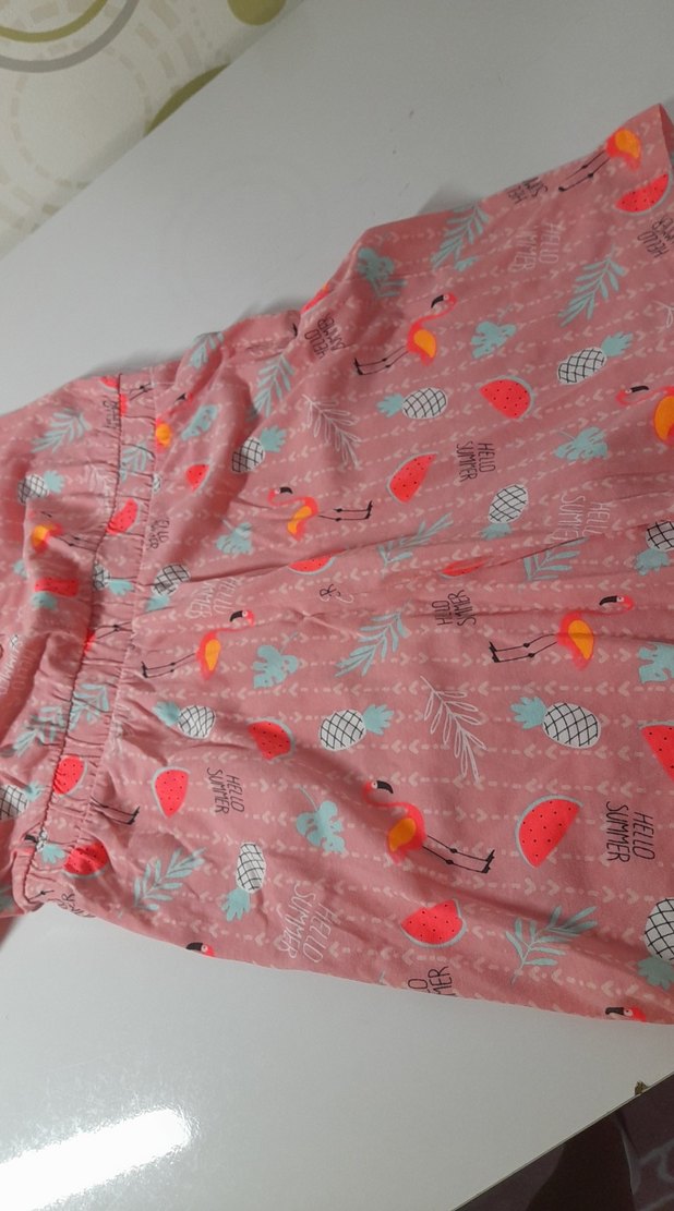 Kız Çocuk Pembe desenli yuvarlak Yaka Tulum - Görsel 3