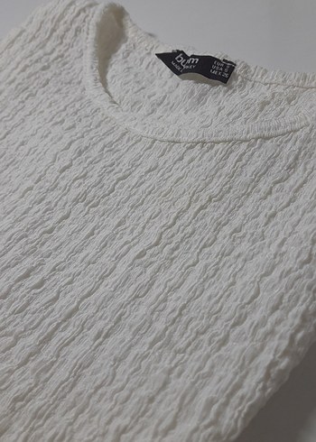 Beyaz Kısa Kollu Triko Kadın Tişört - Görsel 4