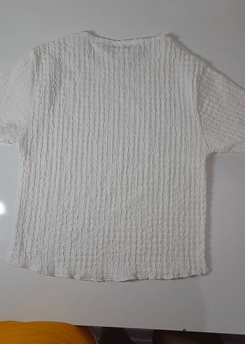 Beyaz Kısa Kollu Triko Kadın Tişört - Görsel 2