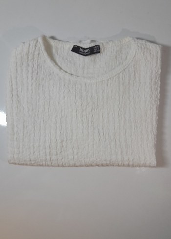 Beyaz Kısa Kollu Triko Kadın Tişört - Görsel 3