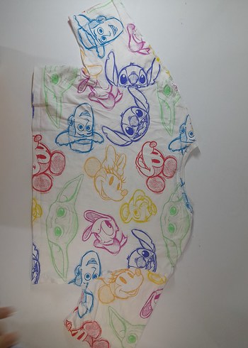 Çok Renkli Baskılı Çocuk Oversize crop tişört - Görsel 2