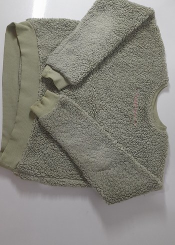 Kız Çocuk Haki pastel yeşil Sweatshirt - Görsel 3