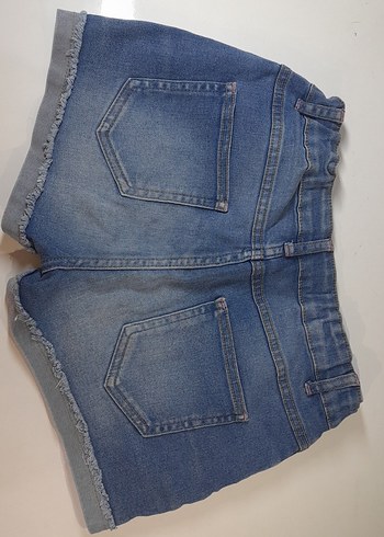 Koyu Mavi Mini Kot Kız Şortu - Görsel 2