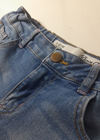 Koyu Mavi Mini Kot Kız Şortu - Görsel 3