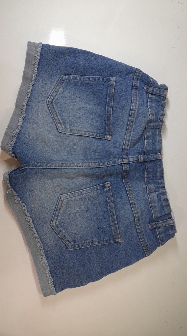 Koyu Mavi Mini Kot Kız Şortu - Görsel 2