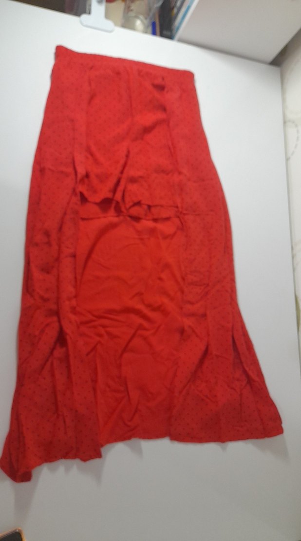 Parlak Kırmızı Salaş şortlu uzun Etek - Görsel 3