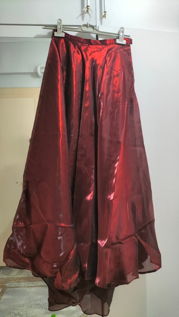 Bordo Uzun Kollu Drape Detaylı Abiye Elbise - Görsel 3