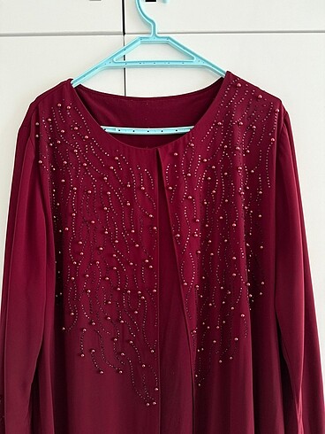 Bordo tesettür abiye