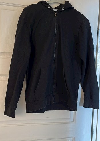Erkek Çocuk Siyah Fermuarlı Sweatshirt