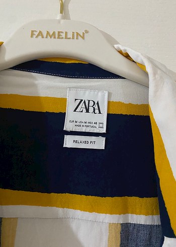 m Beden Zara Erkek Kısa Kollu Çizgili Gömlek