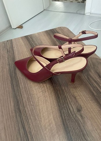 40 Beden Bordo Deri Tokalı Stiletto Nine West