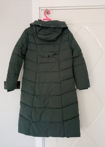 Uzun Yeşil Kadın Kışlık Mont Fermuarlı - Görsel 4