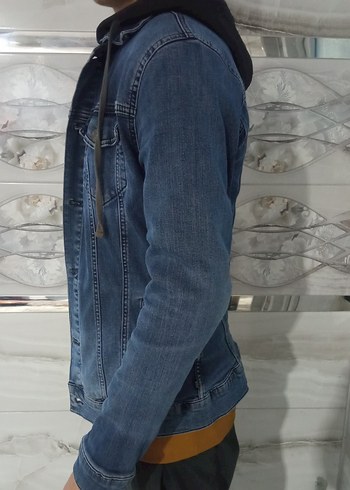 erkek kapüşonlu kot ceket - Görsel 2