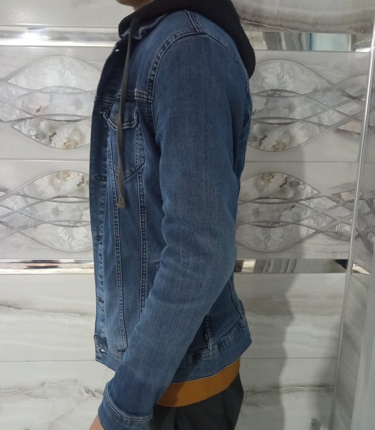 erkek kapüşonlu kot ceket - Görsel 2